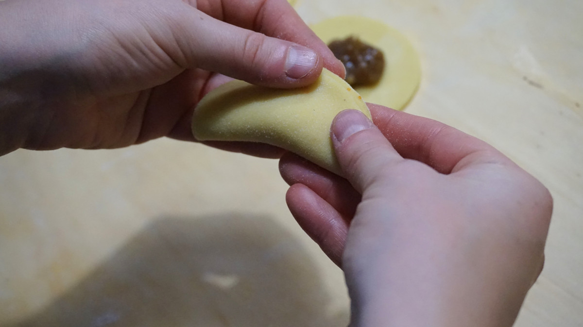 menù di natale tortelli fritti con savor, ricotta e crema di marroni bio